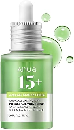 Amazon | ANUA (アヌア)アゼライン酸15インテンスカーミングセラム30ml 美容液 油水分バランス 皮脂 毛穴ケア cica 高密度美容液 azelaic serum 混合肌 オイリー肌 スキンケア 韓国美容液 韓国コスメ【公式・正規品】 | ANUA | 美容液 通販