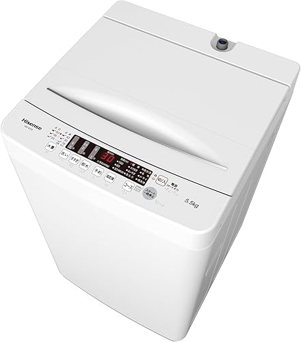 Amazon.co.jp: ハイセンス 全自動 洗濯機 5.5kg ホワイト HW-K55E 最短10分洗濯 真下排水 予約機能 スリム 風乾燥 強力洗浄 一人暮らし 二人分のお洗濯 : 大型家電