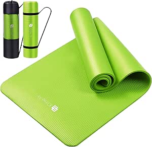 Amazon | JOYme ヨガマット (グリーン/厚さ 10mm / 収納袋付き/高密度ニトリルゴム) ヨガ トレーニングマット ストレッチマット 筋トレマット エクササイズ マット (防音/幅広/水洗い) ヨガ用 室内 運動用 洗える 滑らない | JOYME | エクササイズマット