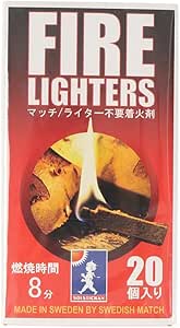 Amazon | 【ヒルナンデス！で紹介】 FIRE LIGHTERS 『 ファイヤーライターズ 』たけだバーベキューさんご愛用！ マッチ型着火剤 火起こし ファイヤースターター セット 焚き火 キャンプ アウトドア 炭 薪ストーブ 便利グッズ ライター不要 燃焼継続 20本入り 1箱 | SOLSTICKAN(ソルスティックカン) | 火起こし