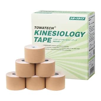 Amazon.co.jp: トワテック キネシオロジーテープ スポーツタイプ 50mm×5m 6巻 キネシオ 伸縮 テープ マラソン 膝 足首 手首 ふくらはぎ 足裏 5cm : スポーツ＆アウトドア
