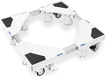 Amazon.co.jp: Airblue 洗濯機 台 キャスター 8足4輪 洗濯機置き台 防水パン 適格請求書発行可 冷蔵庫置き台 洗濯パン 防振パッド付き 360度回転 長さ調節可能 高さ調節可能 対応移動式 昇降可能 騒音対策 減音効果 耐荷重500KG (ホワイト) : 大型家電
