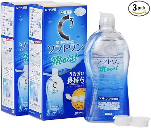 Amazon.co.jp: ロートコンタクトケア 【まとめ買い】 C3ソフトワンモイスト 500mL × 3個パック コンタクトレンズ用消毒液 レンズケース付き 【医薬部外品】 : ドラッグストア