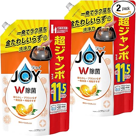 Amazon.co.jp: 【まとめ買い】 [大容量] ジョイ W除菌 食器用洗剤 贅沢シトラスオレンジ 詰め替え 超特大ジャンボ 1,490mL × 2個 : ドラッグストア