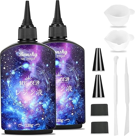 Amazon | Bonsky レジン液 UV/LED対応レジン液 大容量240g ハードタイプ成形 UVレジン液DIY手作り装飾急速に硬化 低アレルギー性 | UVレジン液 通販