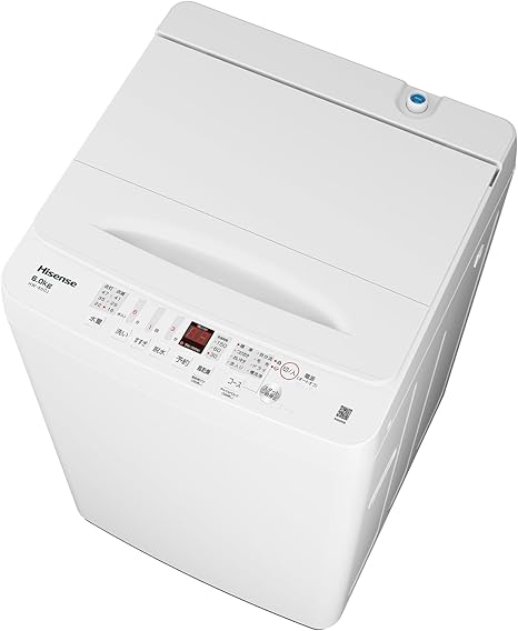 Amazon.co.jp: ハイセンス 全自動 洗濯機 6kg ホワイト HW-K60J 最短14分洗濯 真下排水 一人暮らし 二人分のお洗濯 予約機能 スリム 風乾燥 強力洗浄 : 大型家電