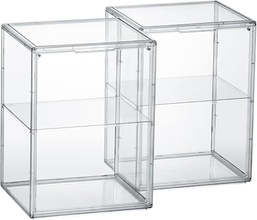 Amazon.co.jp: 八番屋 フィギュアケース 収納 2個セット 透明展示ケース マグネット式扉 コレクションケース 積み重ね可能 組立簡単 幅29.2×奥25×高さ40cm クリア : ホビー