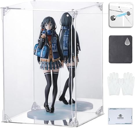 Amazon.co.jp: COOLTAKU フィギュアケース アクリル UVカット 台座ミラー 背面ミラー マグネット式 磁石付き 前扉 コレクションケース より堅固 組み立て式 アクリルケース ディスプレイケース 防汚れ 手袋 クリーニング クロス付き (幅20×奥行20×高さ30cm, 台座ミラー＋背面ミラー) : ホビー