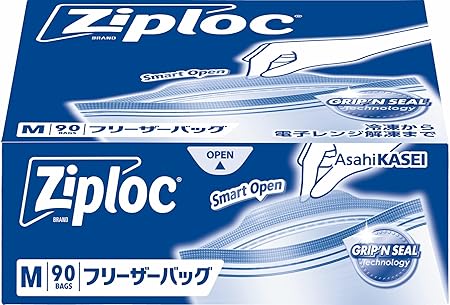 Amazon | 【大容量】ジップロック フリーザーバッグ M 90枚入 | Ziploc | 保存用バッグ・ポリ袋