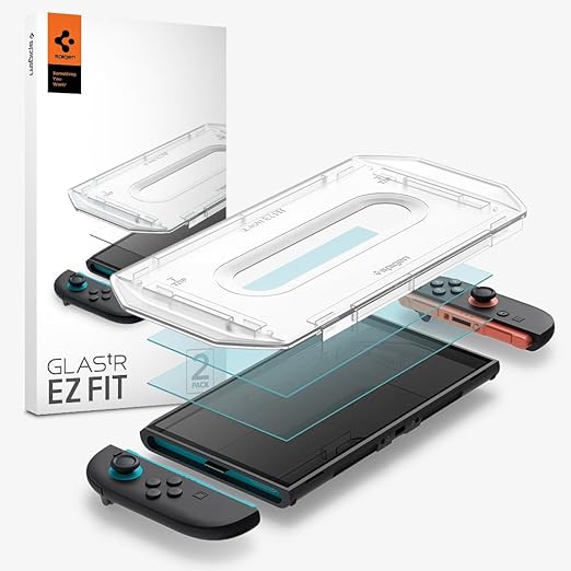 Amazon.co.jp: Spigen Switch2 ガラスフィルム 貼り付けキット付き 9H硬度強化ガラス スイッチ2 ドック対応 2枚入 ナノコーティング EZ Fit AGL09111 : ゲーム