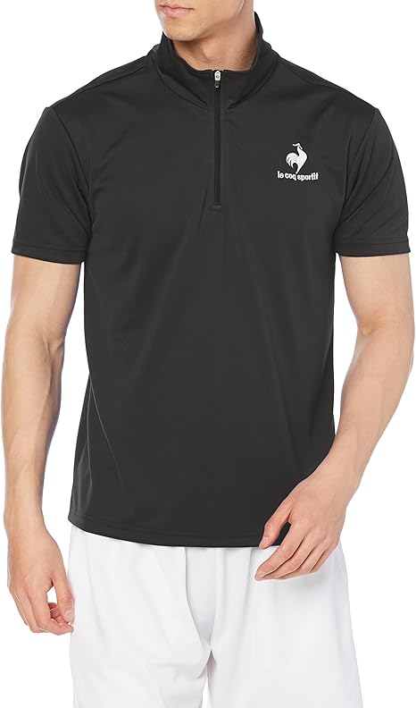Amazon | [ルコックスポルティフ] 半袖 ハーフジップシャツ 吸汗速乾 ストレッチ ワンポイント トレーニング メンズ | Tシャツ・カットソー 通販