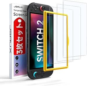 Amazon.co.jp: 【3枚セット】Switch 2対応 強化ガラスフィルム｜JSAUX取付ガイド付き・かんたん貼付・9H硬度・気泡ゼロ・指紋防止・高透過率・ドック対応 : ゲーム
